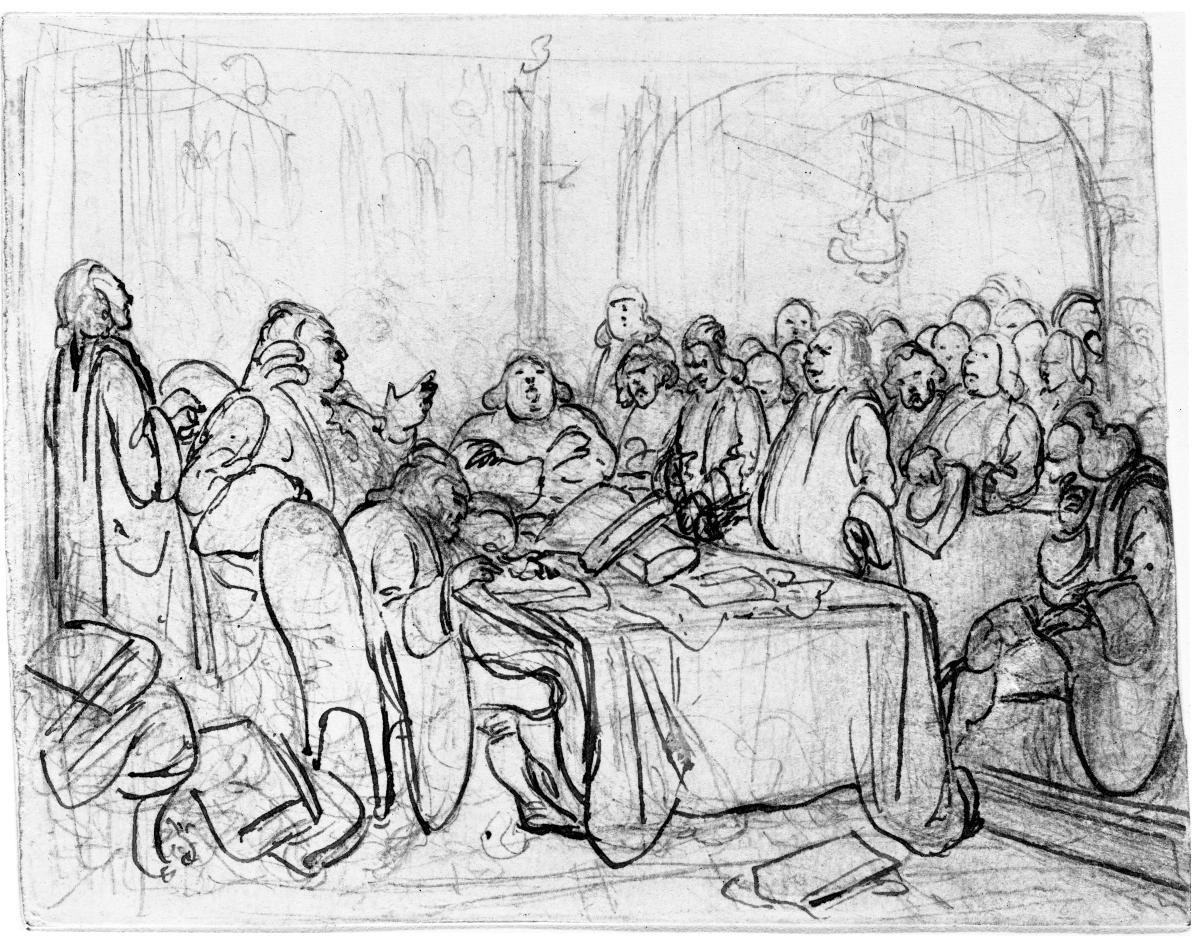 Gerichtssitzung. Illustration zur Jobsiade