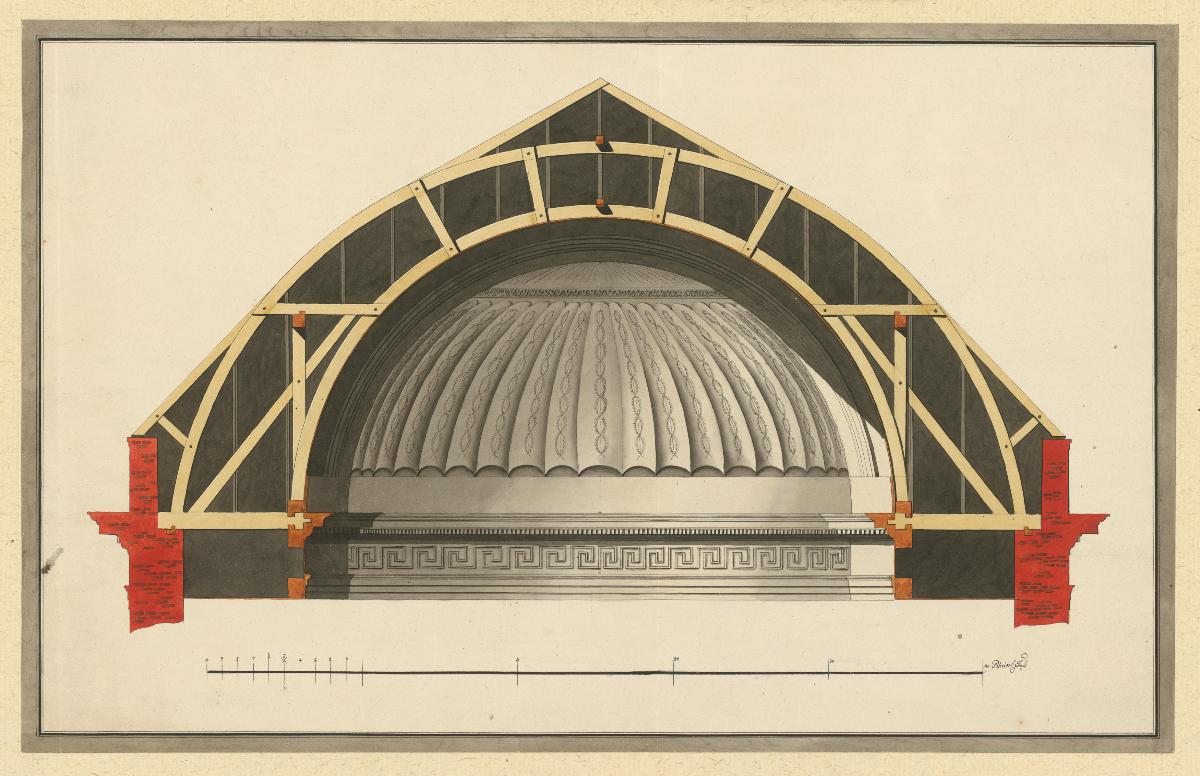 Schnitt durch eine Kuppel, Nationaltheater v. Langhans am Gendarmenmarkt