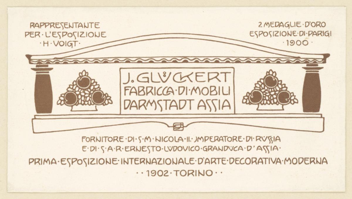 J. Glückert. Fabricca di mobili Darmstadt