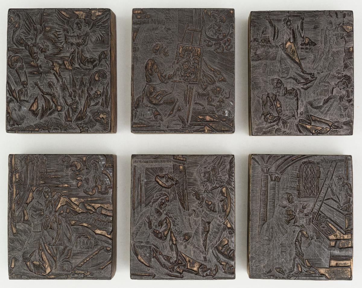 Vertreibung aus dem Paradies, Hl. Lukas, Gethsemane, Könid David, Verkündigung (nach Dürer), Gregorsmesse
(6 Stöcke)