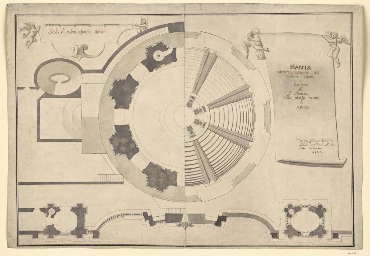 Kuppel von S. Agnesa al Piazza Navona, Grundriss und Aufsicht