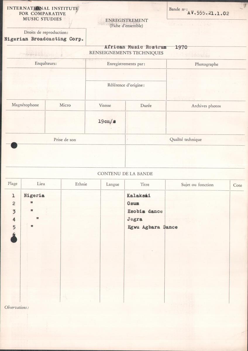 African Music Rostrum 1970