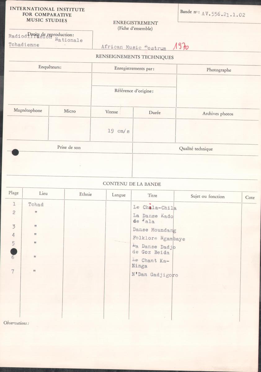 African Music Rostrum 1970