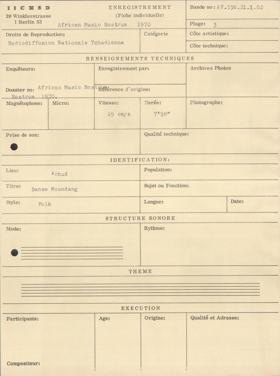 African Music Rostrum 1970