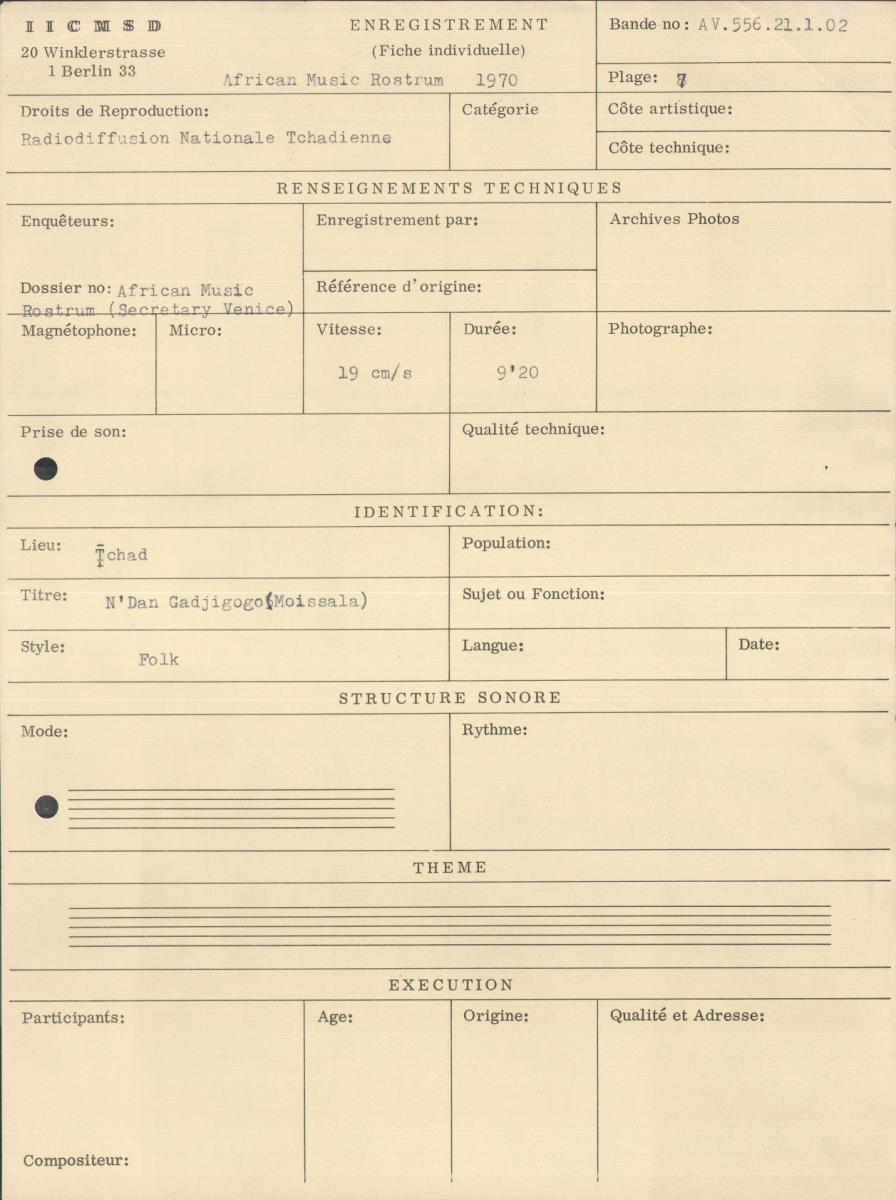 African Music Rostrum 1970