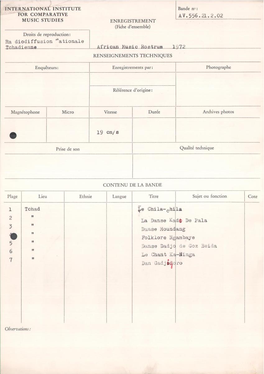 African Music Rostrum 1972