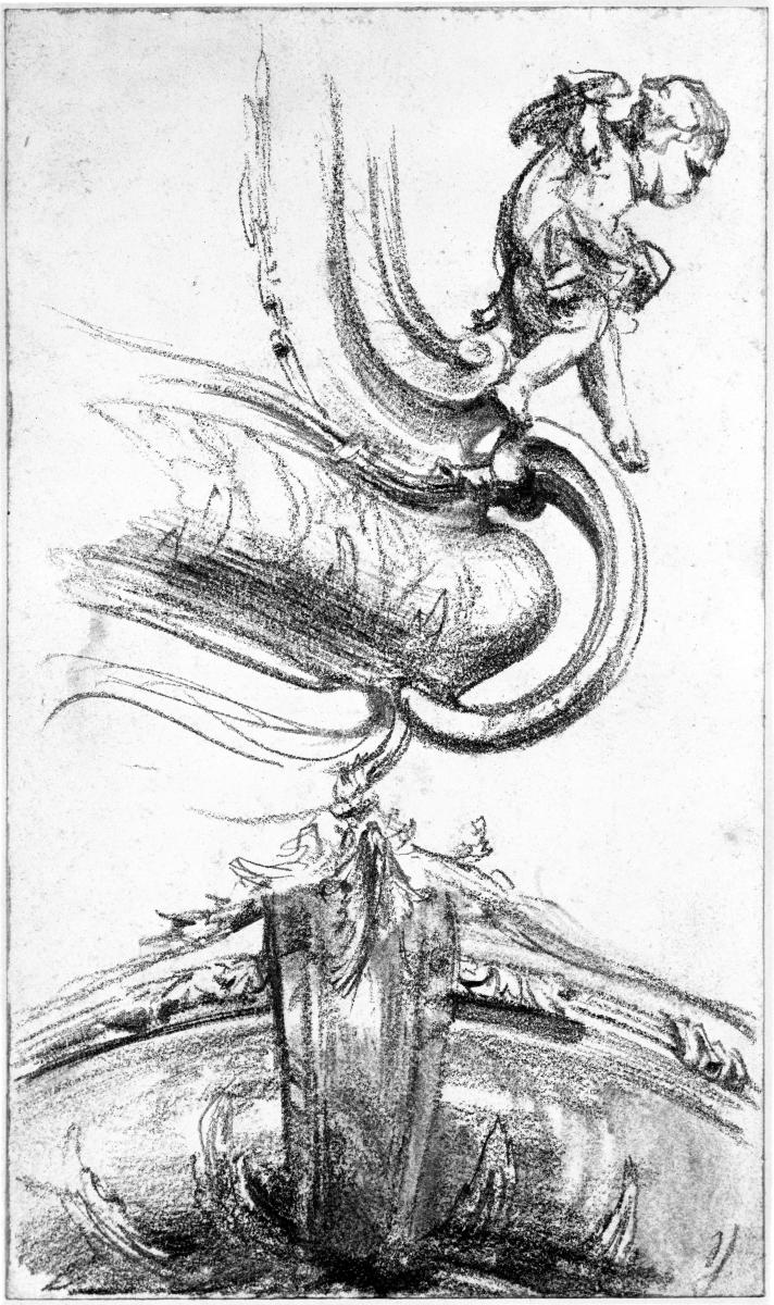 Detail einer barocken Kanzel mit Putto