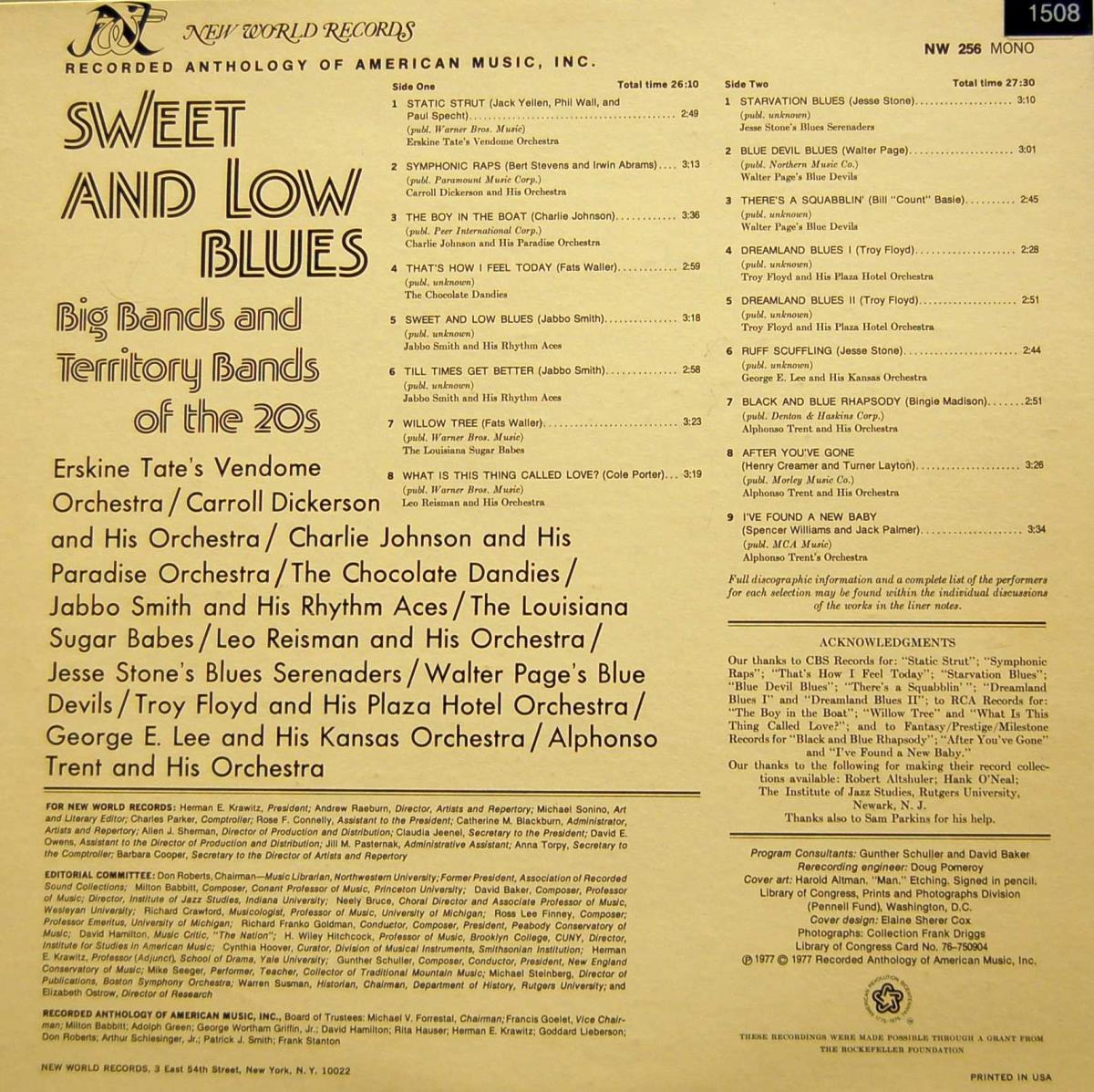 Sweet and Low Blues. Big Bands and Territory Bands of the 20s