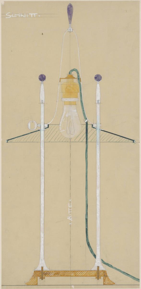 Silberne Tischlampe, Schnitt