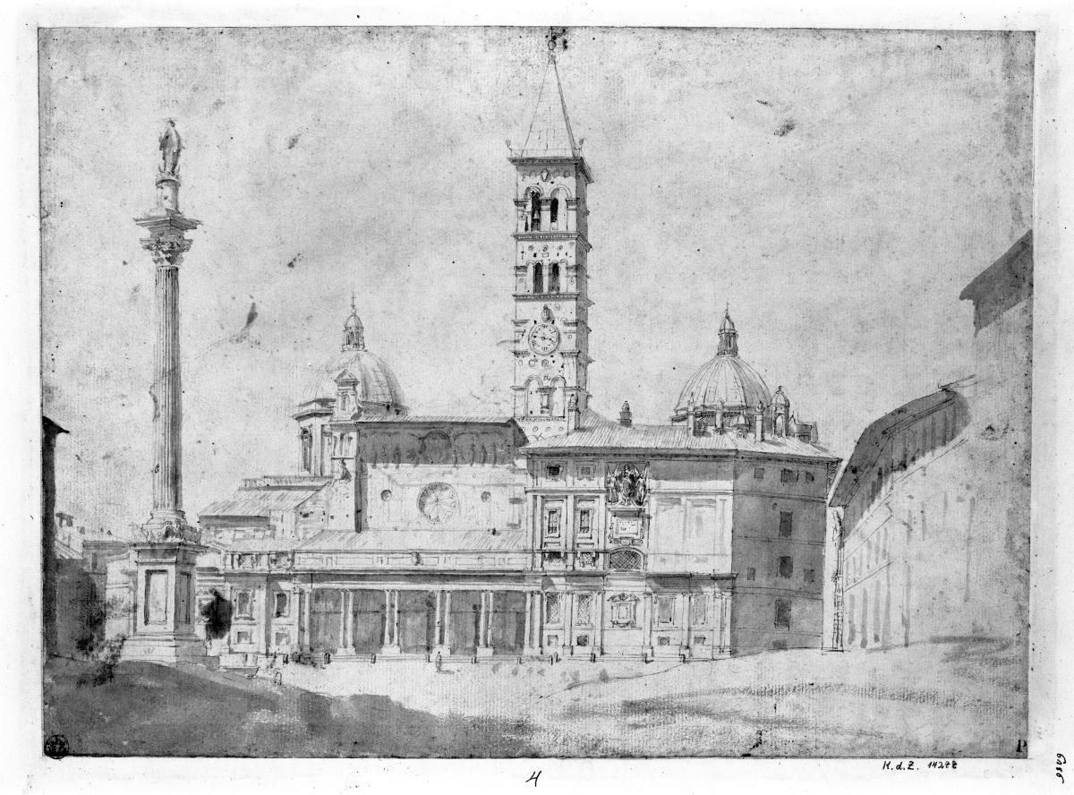 S. Maria Maggiore, Fassade mit der Säule