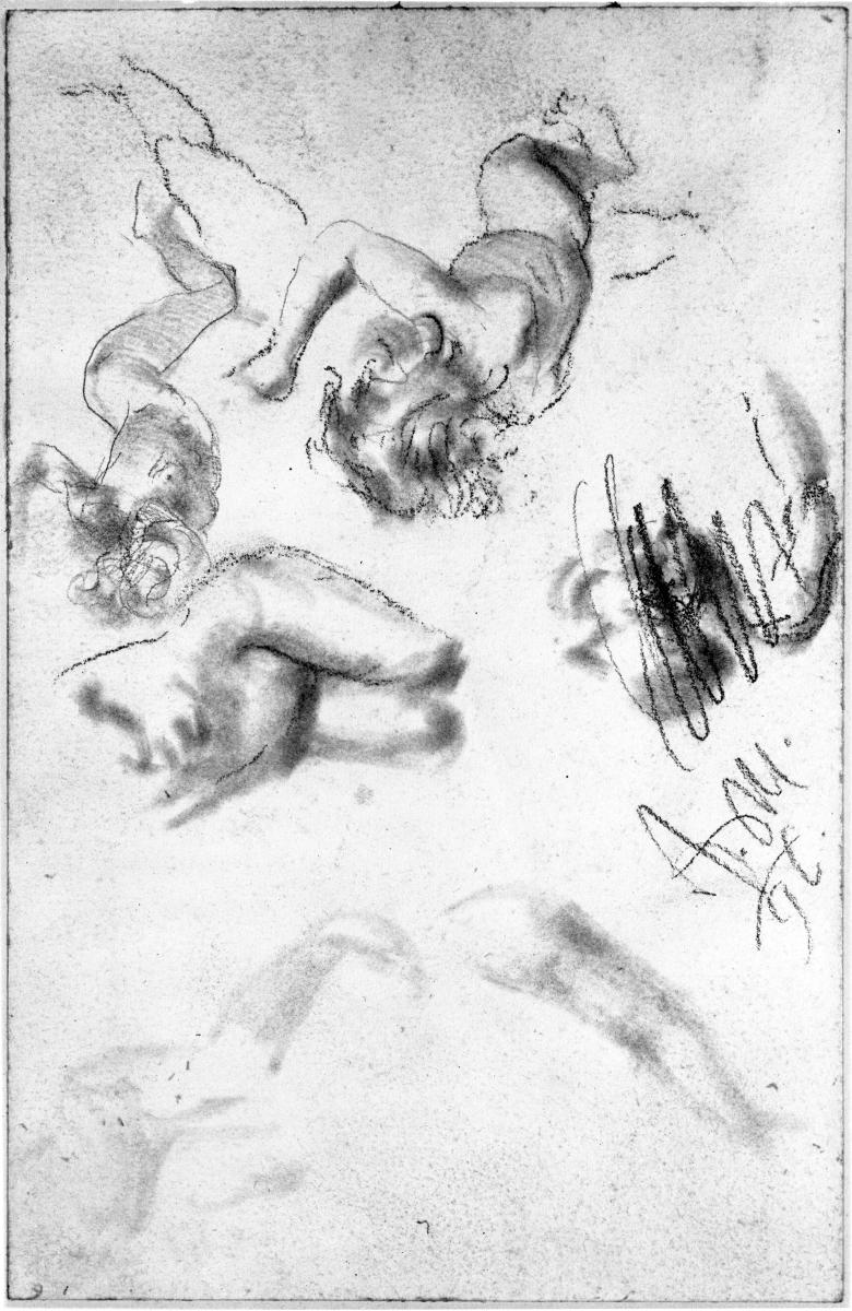 Aktstudien eines Kleinkindes (teils verworfen). Modellstudie zum "Akademieblatt" 1896