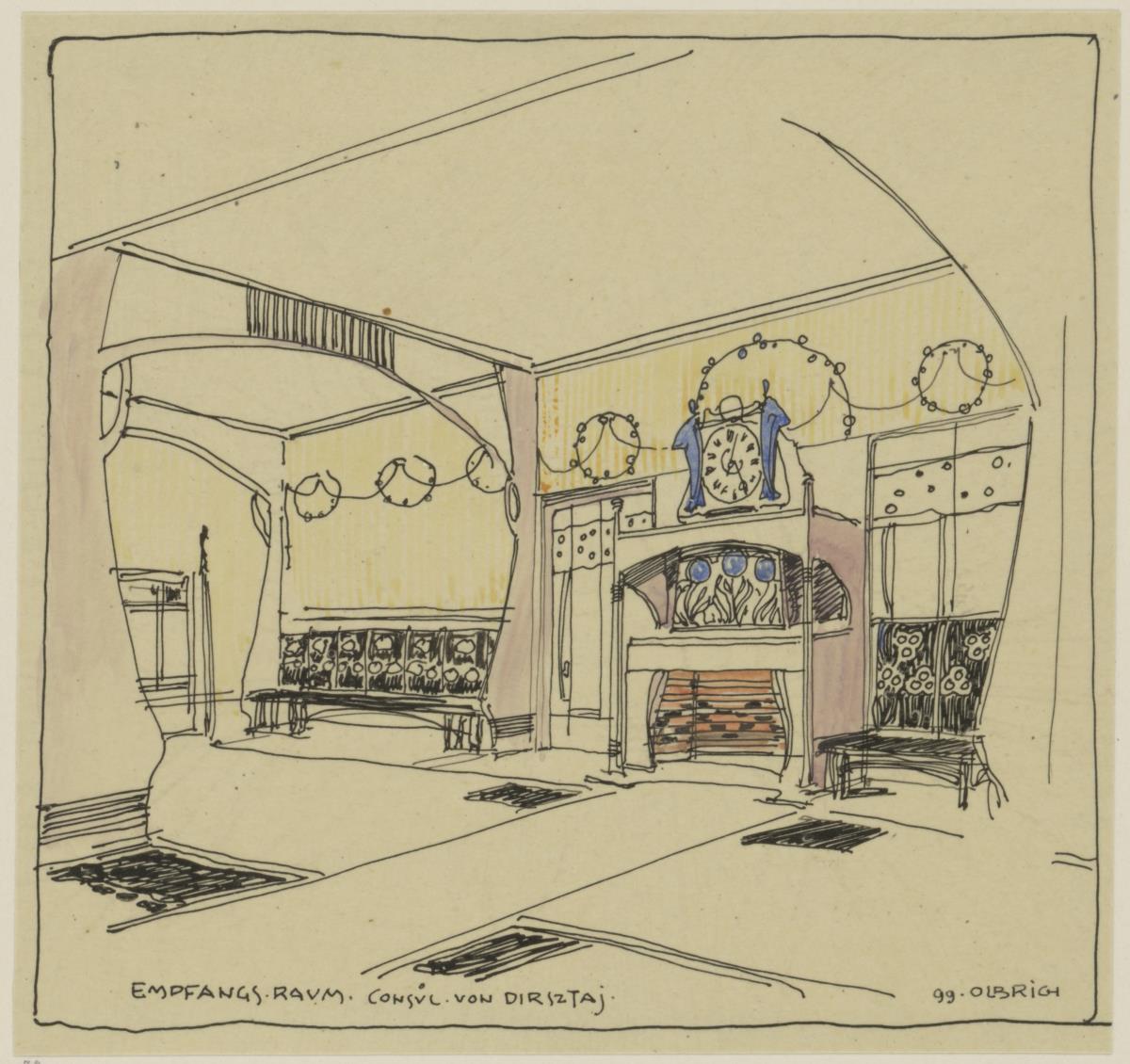Wien, Zimmereinrichtungen für Ladislaus von Dirsztay. Vorentwurf zum Empfangszimmer, Perspektive