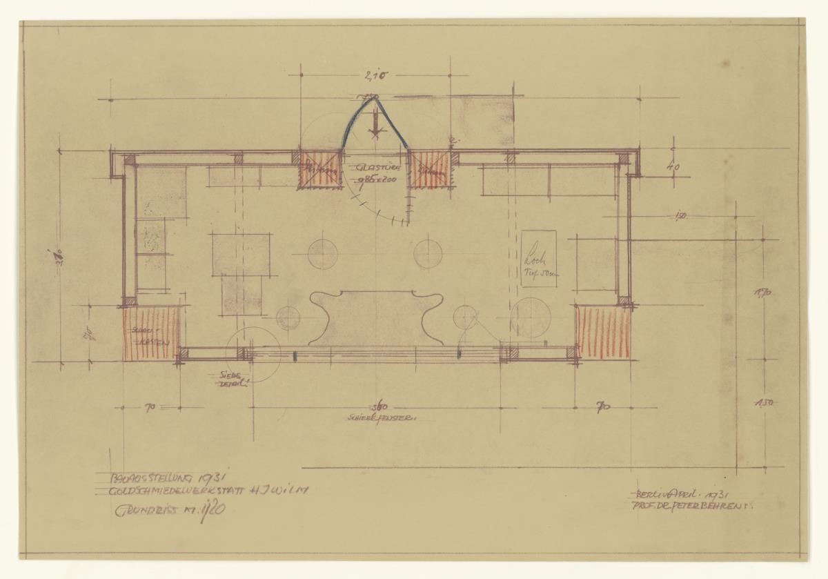 Deutsche Bauausstellung, Berlin, Kiosk Goldschmiede H.J. Wilm, Grundriss, Lichtpause