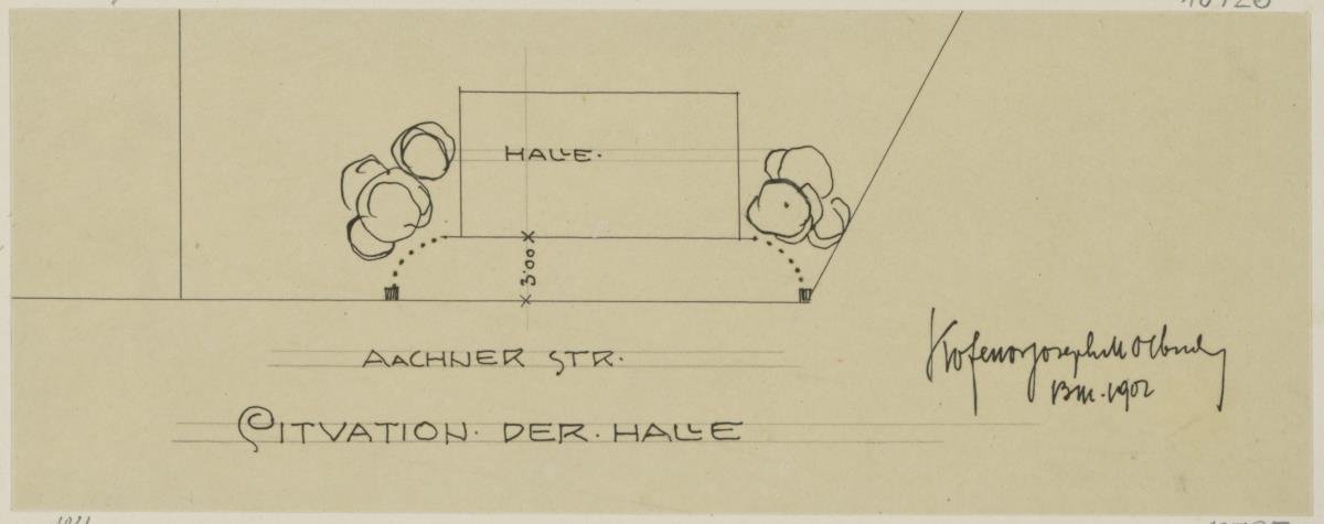 Köln, zwei Projekte einer Ausstellungshalle für die Deutsche Steinindustrie AG, zweites Projekt, Situationsplan