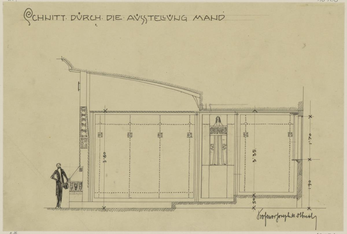 Düsseldorf, Projekt eines Ausstellungsstandes der Firma Carl Mand für die Industrie und Gewerbe Ausstellung, Schnitt