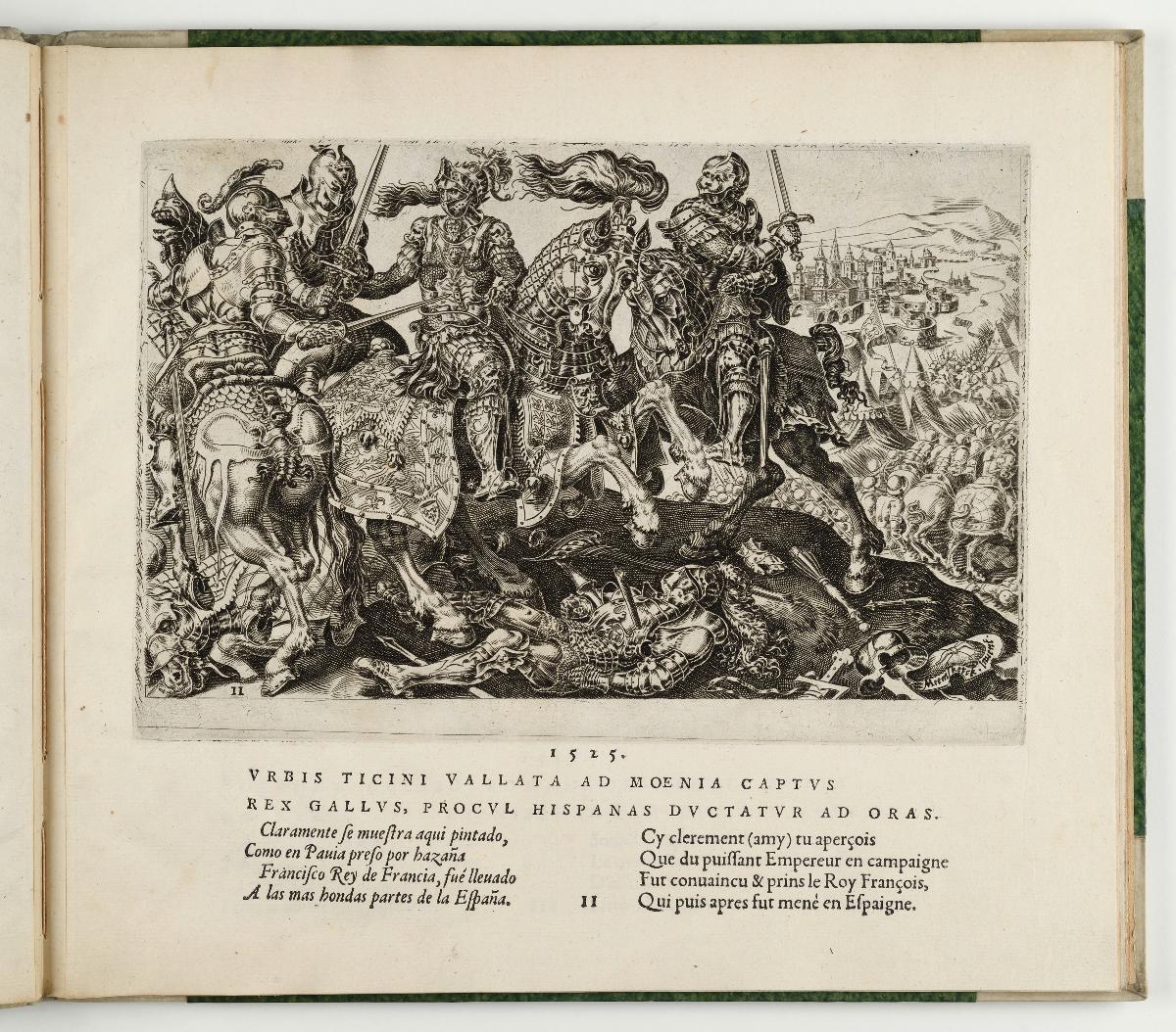 Gefangennahme von König Franz I. in der Schlacht von Pavia, Tafel I!, in: Divi Caroli V. imperatoris optimi maximi Victoriae ex multis pracipuve, Antwerpen: Hieronymus Cock, 1563