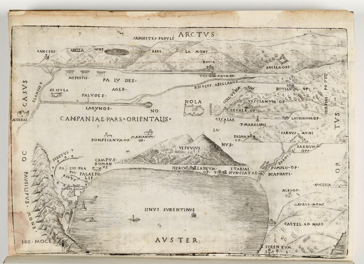 Der Vesuv und die Bucht von Neapel. De Nola Opusculum, Venedig 1514