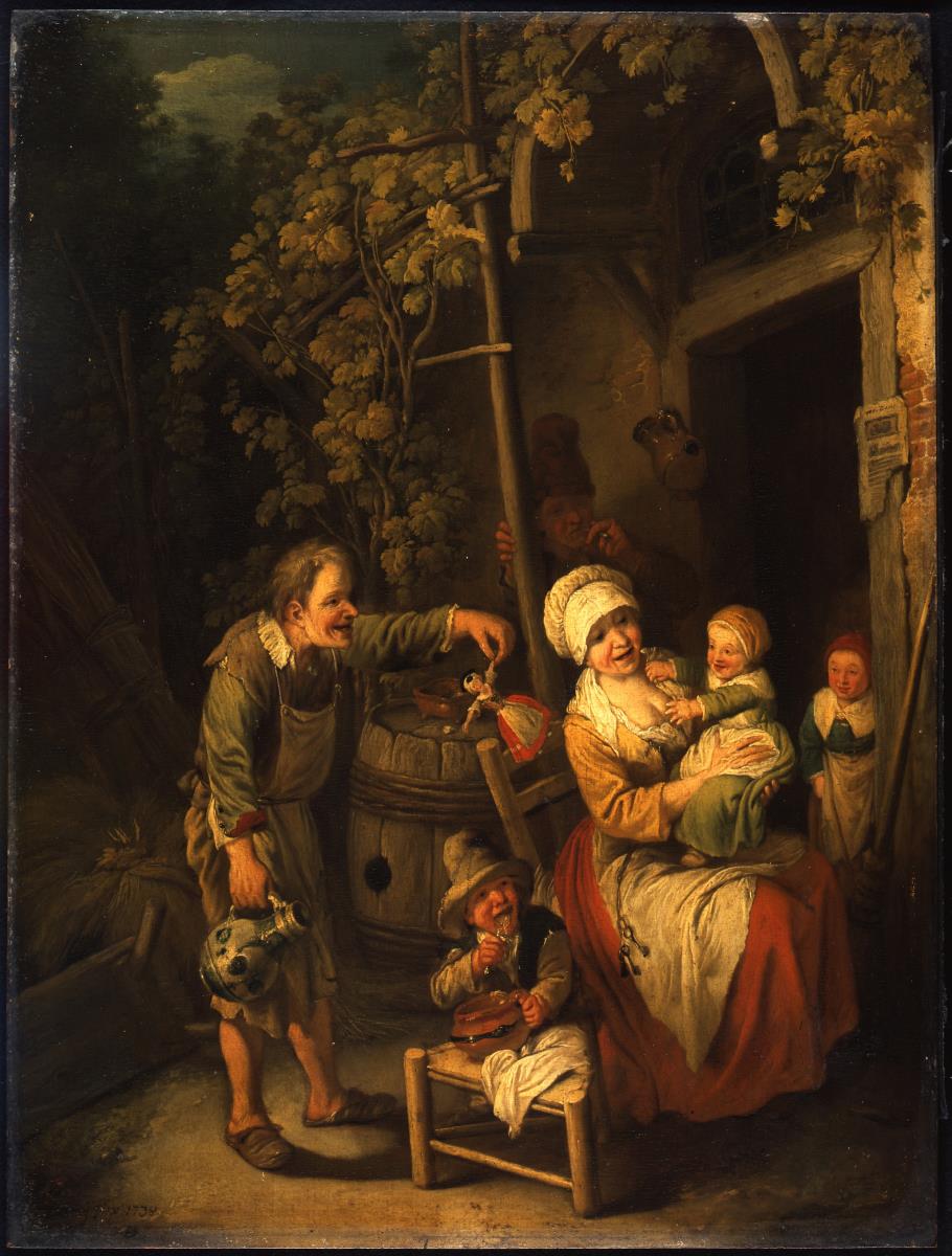 Bauernfamilie vor ihrem Haus
