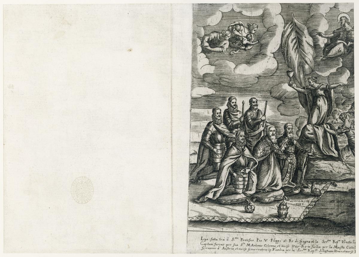 Seeschlacht bei Lepanto (Bündnis) (Lega fatta tra il S.mo Pontefice Pio V, Filippo 2o Re di Spagna et la Ser.ma Rep.ca Veneta l'anno 1571. Capitani furono per Sua S.ta' M. Antonio Colonna...)