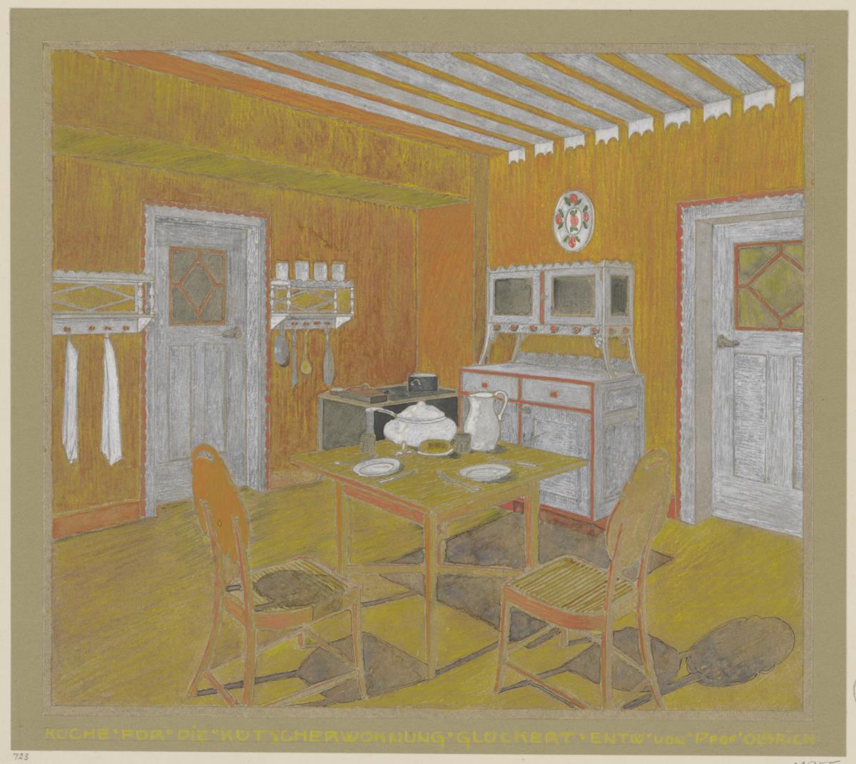 Darmstadt, Stallgebäude mit Kutscherwohnung für Julius Glückert, Küche, Perspektive