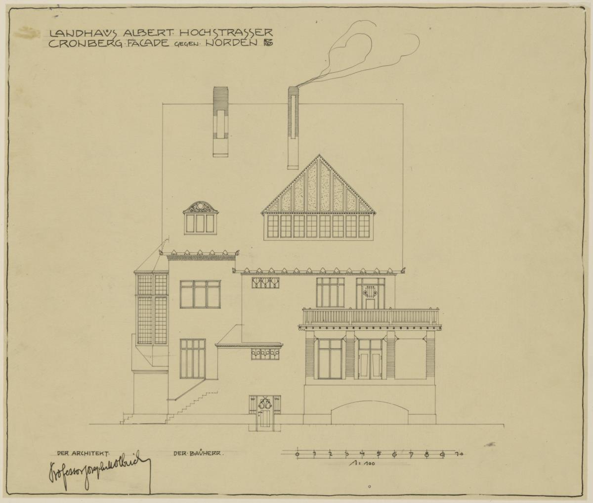 Kronberg im Taunus, Landhaus Albert Hochstrasser, Aufriss der Nordfassade