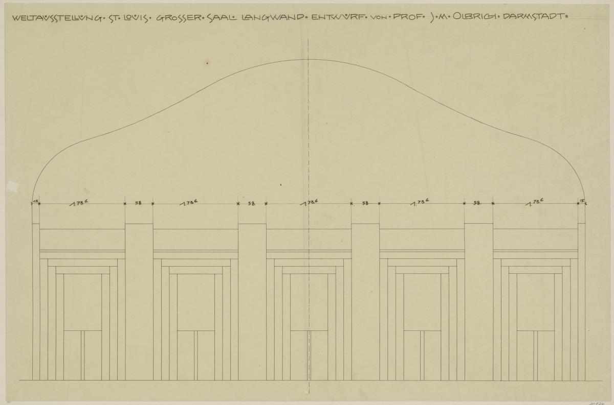 St. Louis, Sommersitz eines Kunstfreundes auf der internationalen Ausstellung, Bibliothek, Raum 24, Aufriss der Nordwestwand