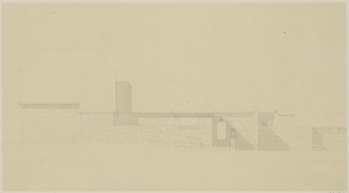 Köln, Frauenrosenhof der Deutschen Kunstausstellung, Aufriss der Nordwestfassade