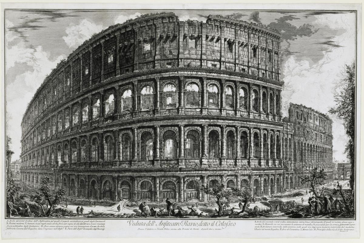 Außenansicht des Kolosseums in Rom (aus: Vedute di Roma)