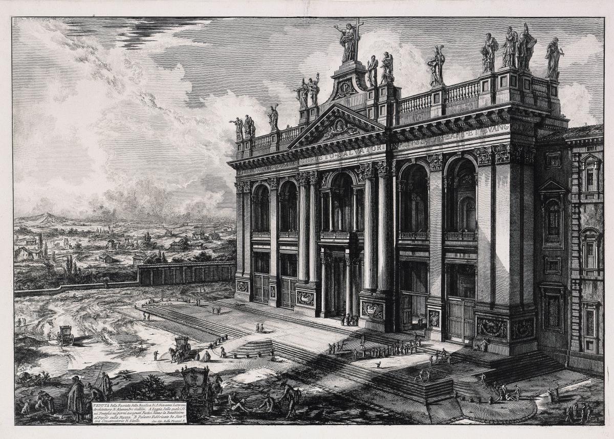 Ansicht der Fassade der Basilica San Giovanni in Laterno (aus: Vedute di Roma)