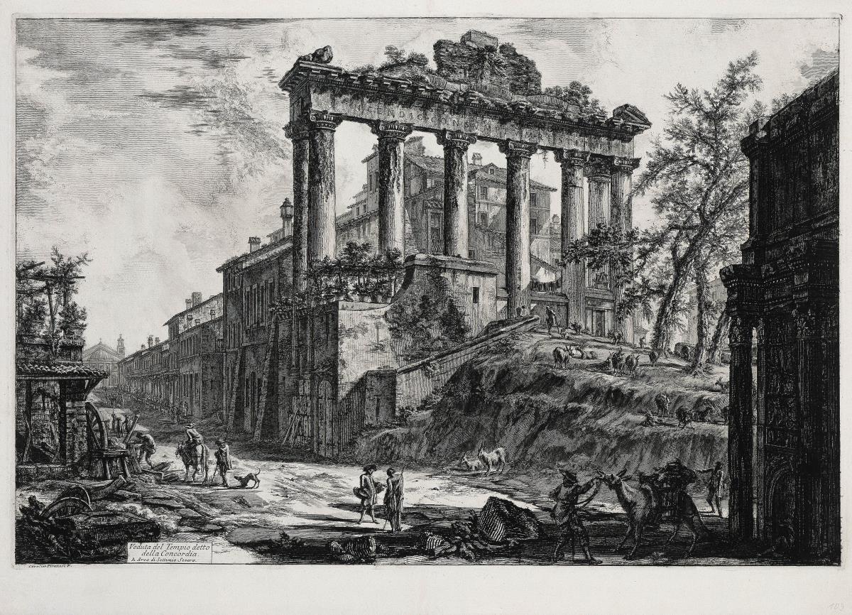 Ansicht des Concordia-Tempels (aus: Vedute di Roma)