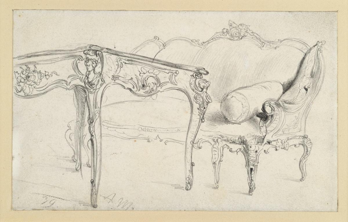 Sofa und Schreibtisch im Stadtschloss in Potsdam