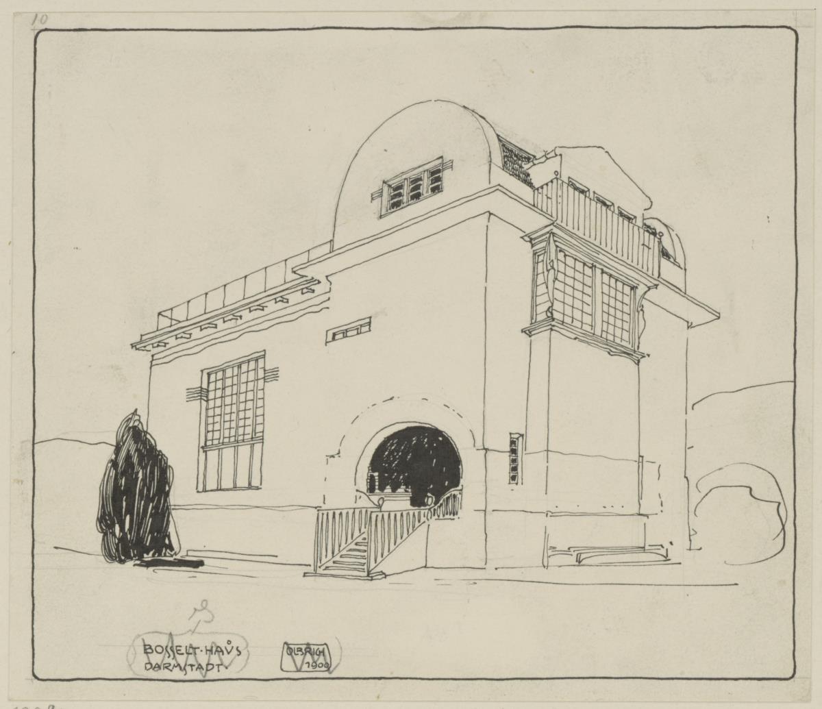Darmstadt, Kleines Glückerthaus, Perspektive von Nordosten