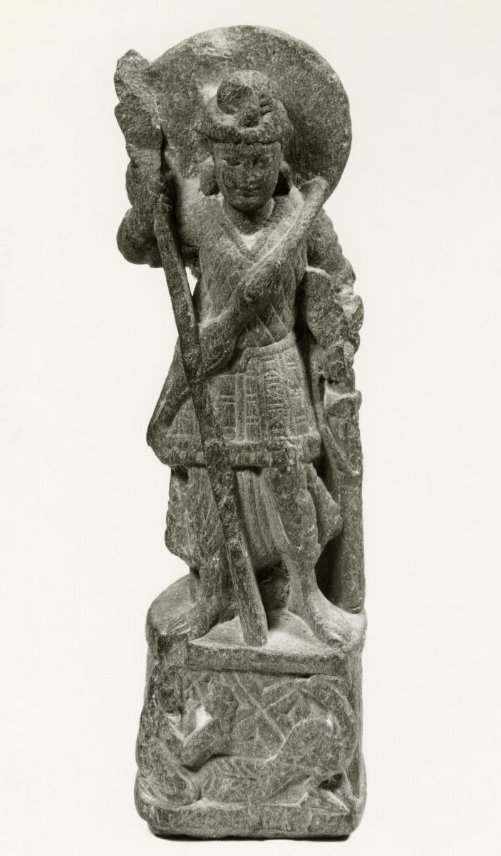 Kriegsgott Skanda mit Hahn im Arm und Pfau als Begleittier