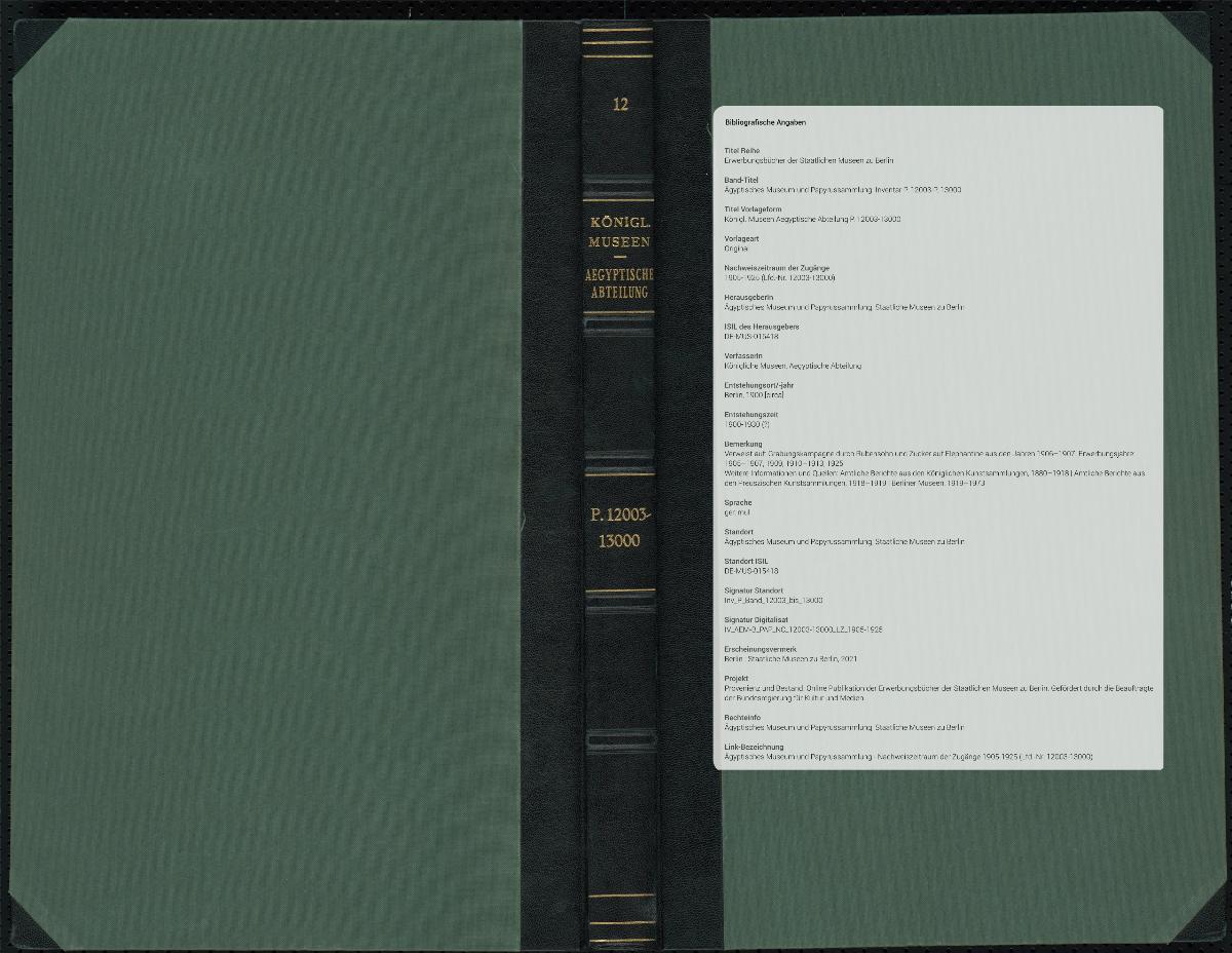 Königl. Museen Aegyptische Abteilung P. 12003-13000