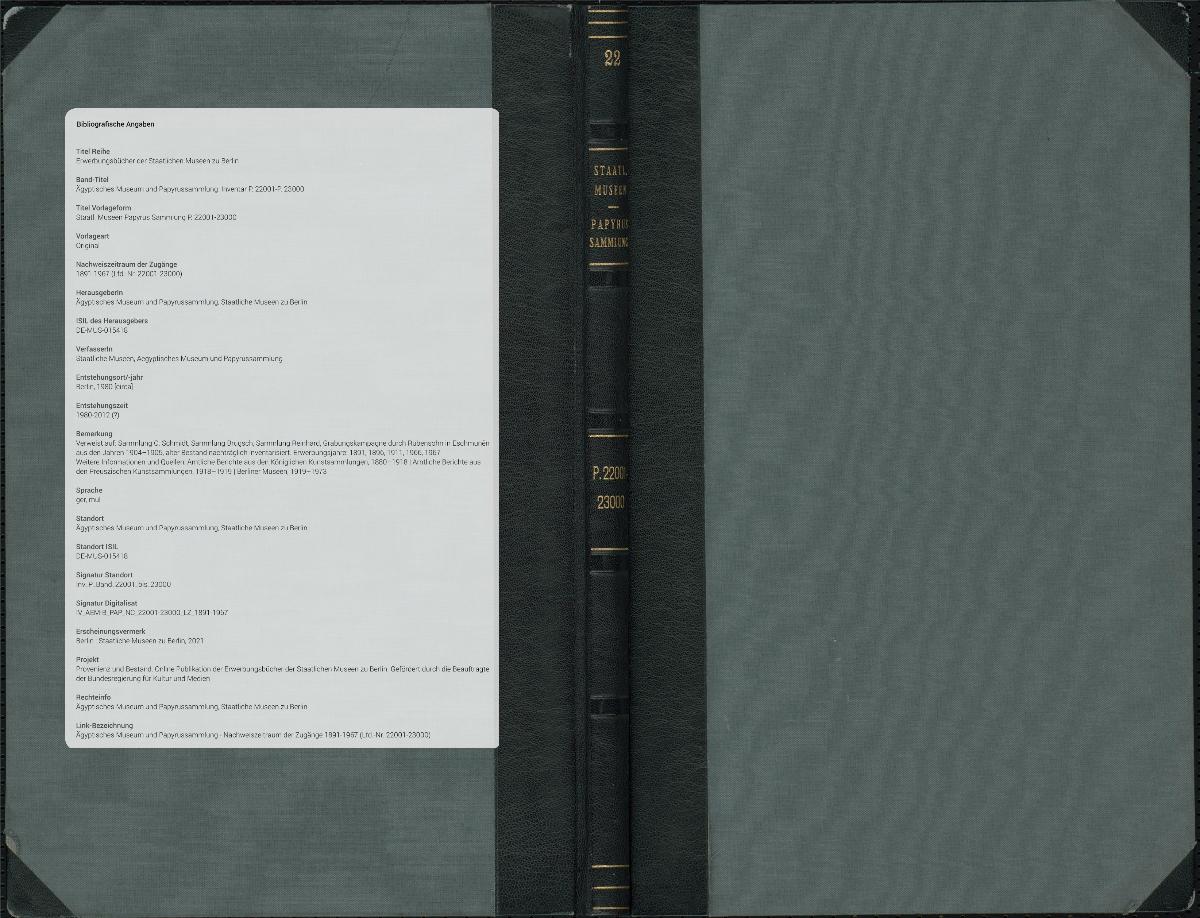 Staatl. Museen Papyrus Sammlung P. 22001-23000