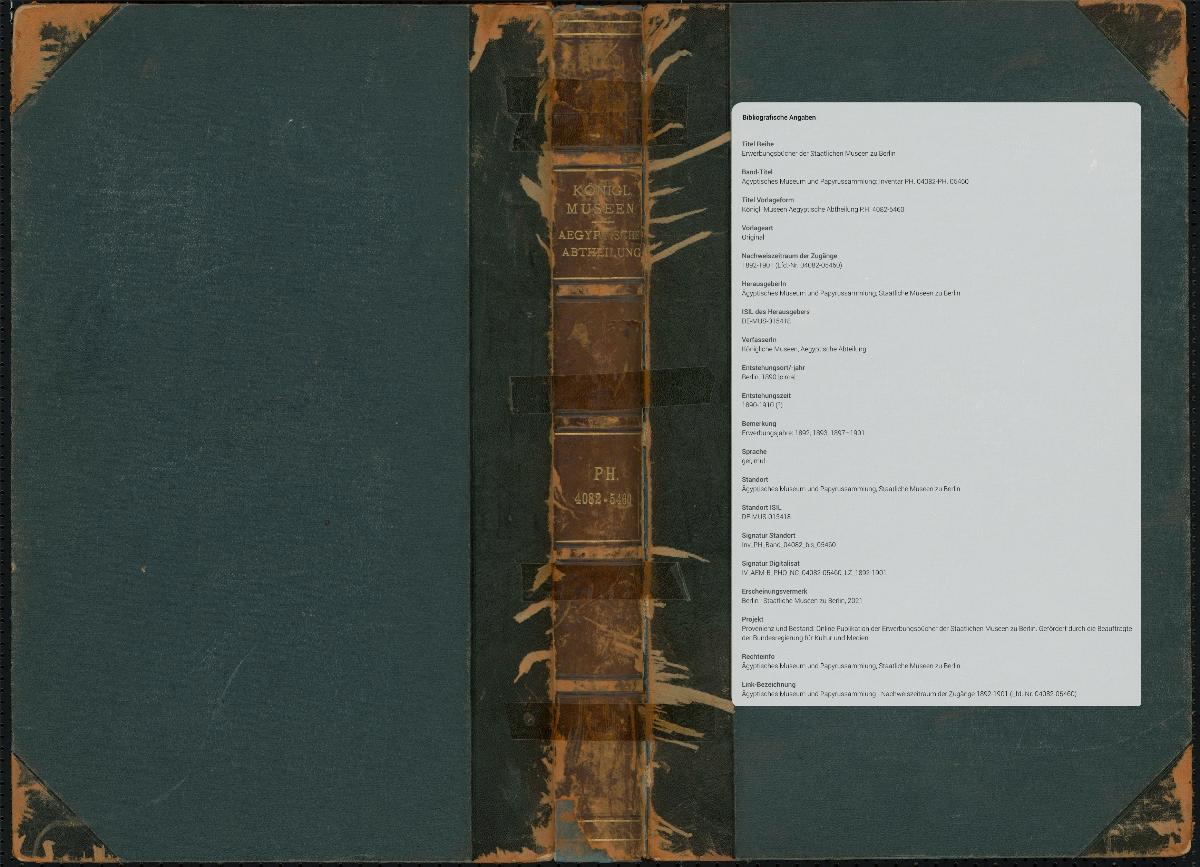 Königl. Museen Aegyptische Abtheilung P.H. 4082-5460
