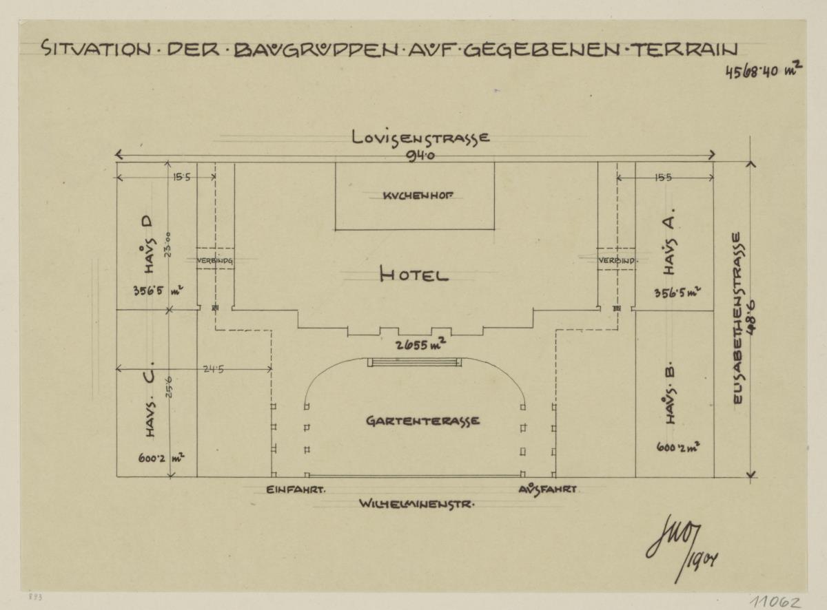 Darmstadt, Projekt Eleonorenhotel, 2. Vorentwurf, Situationsplan