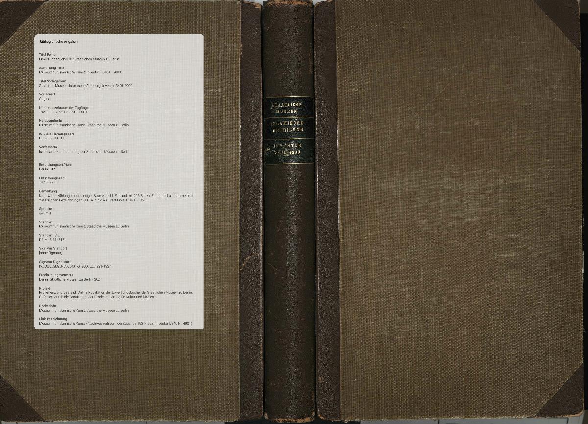 Staatliche Museen, Islamische Abteilung, Inventar 3401-4900