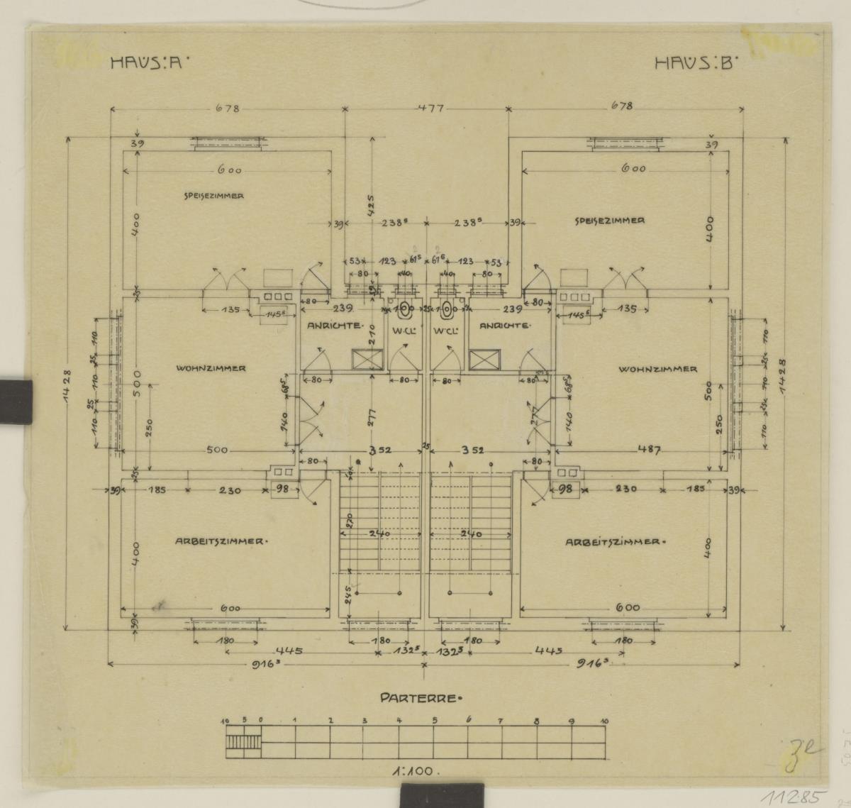 Darmstadt, Projekt Doppelhaus Cabinet, fünfte Version, Grundriss