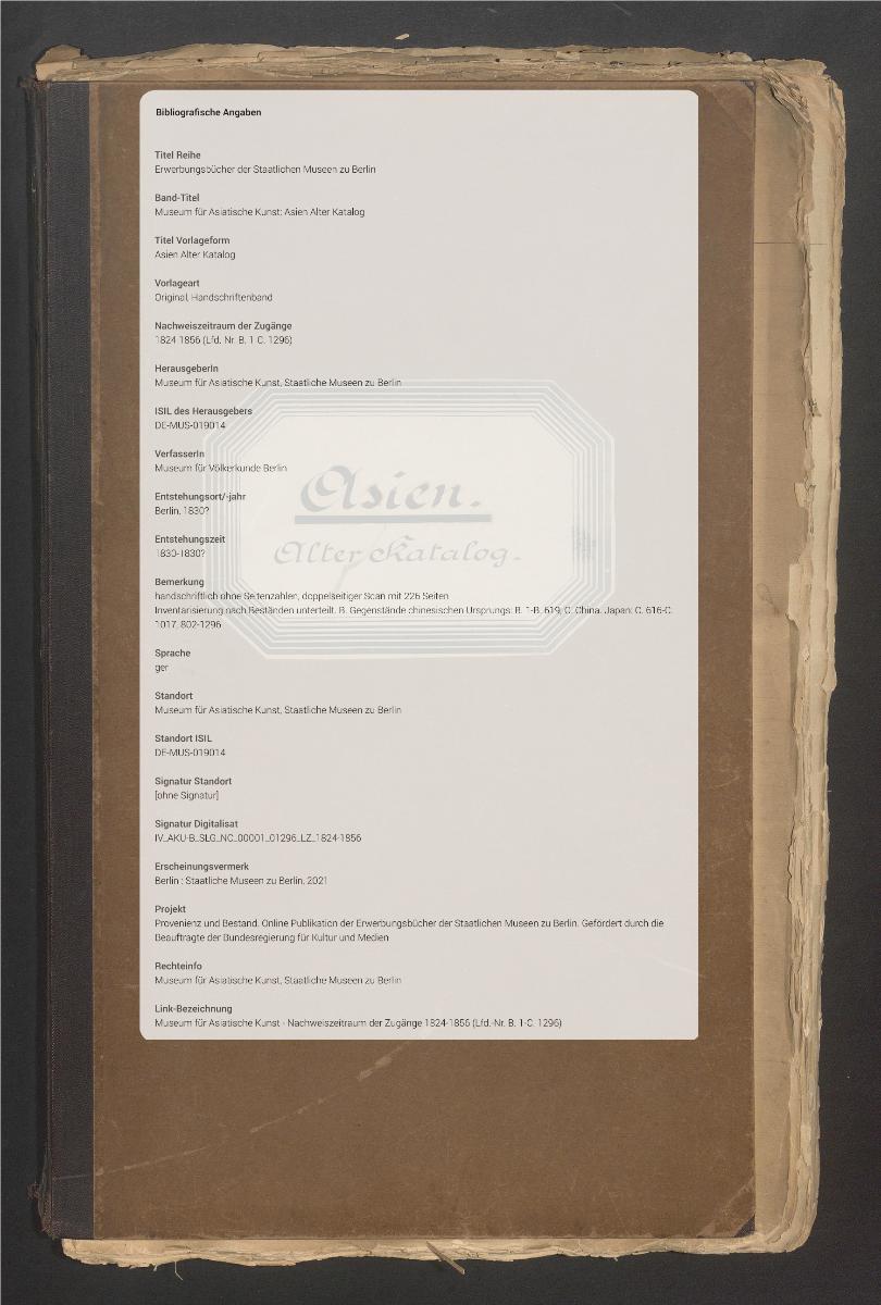 Asien Alter Katalog