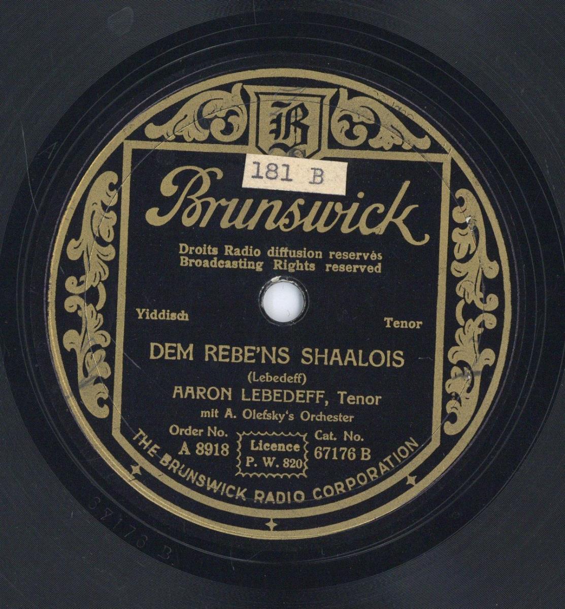 Titel A: "Sonia"
Titel B: "Dem Rebe´ns Shaalois"
