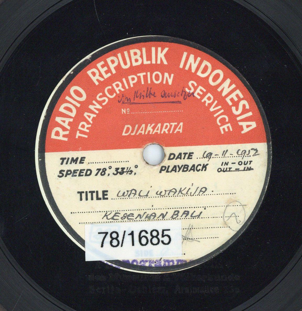 Titel A: "Wali Wakija"
Titel B: "Gembangan"