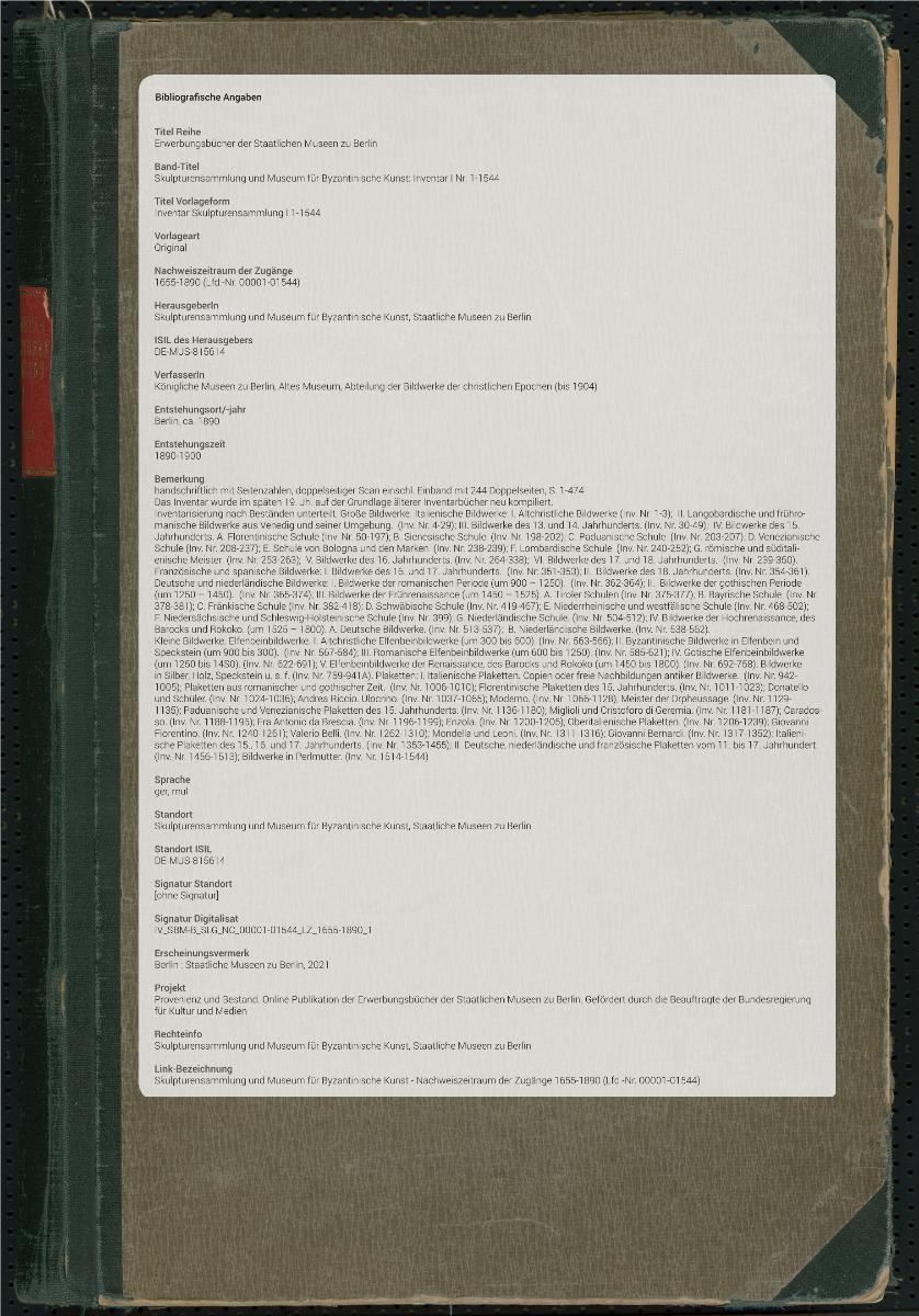 Inventar Skulpturensammlung I 1-1544