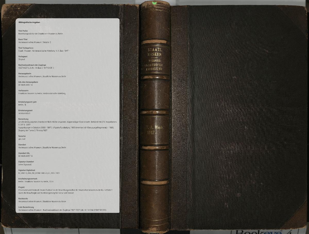 Staatl. Museen. Vorderasiatische Abteilung. V. A. Bab. 1947 –