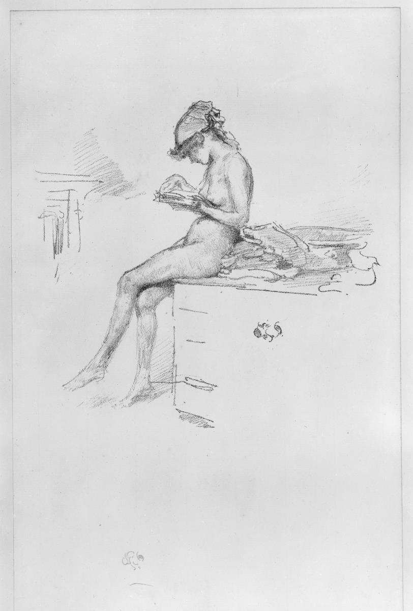 The little nude model, reading