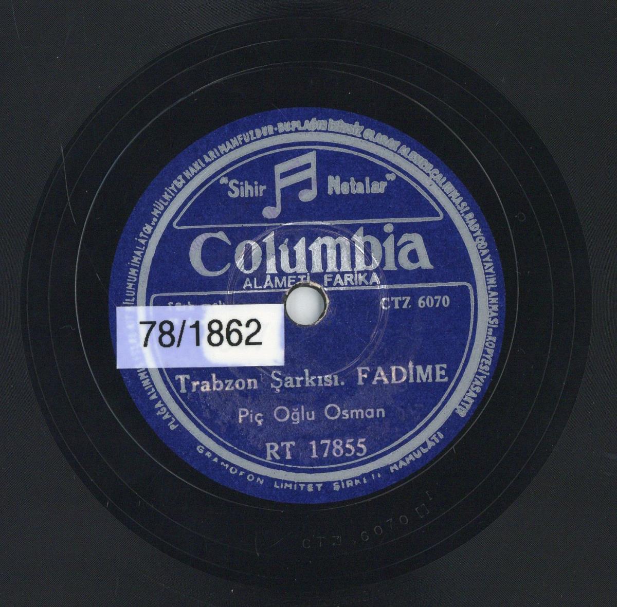 Titel A: "Trabzon Sarkisi. Fadime"
Titel B: "Trabzon Kahya Sarkisi"