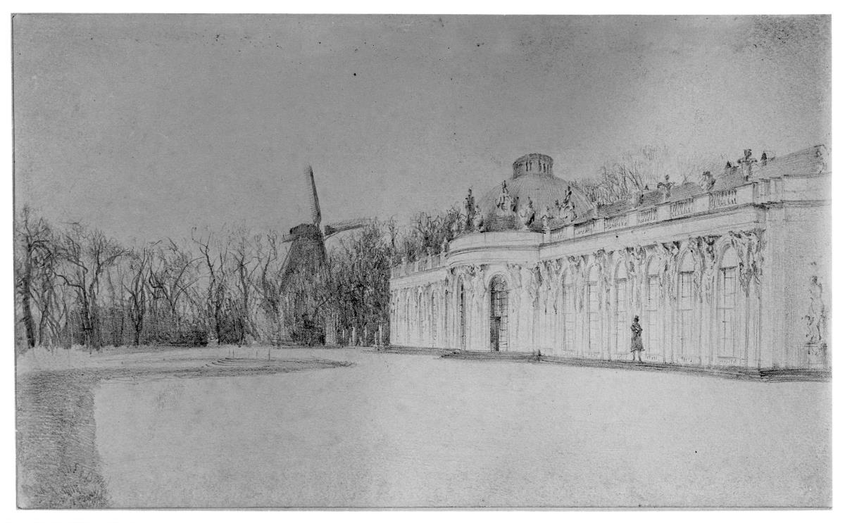 Schloss Sanssouci von der oberen Terrasse