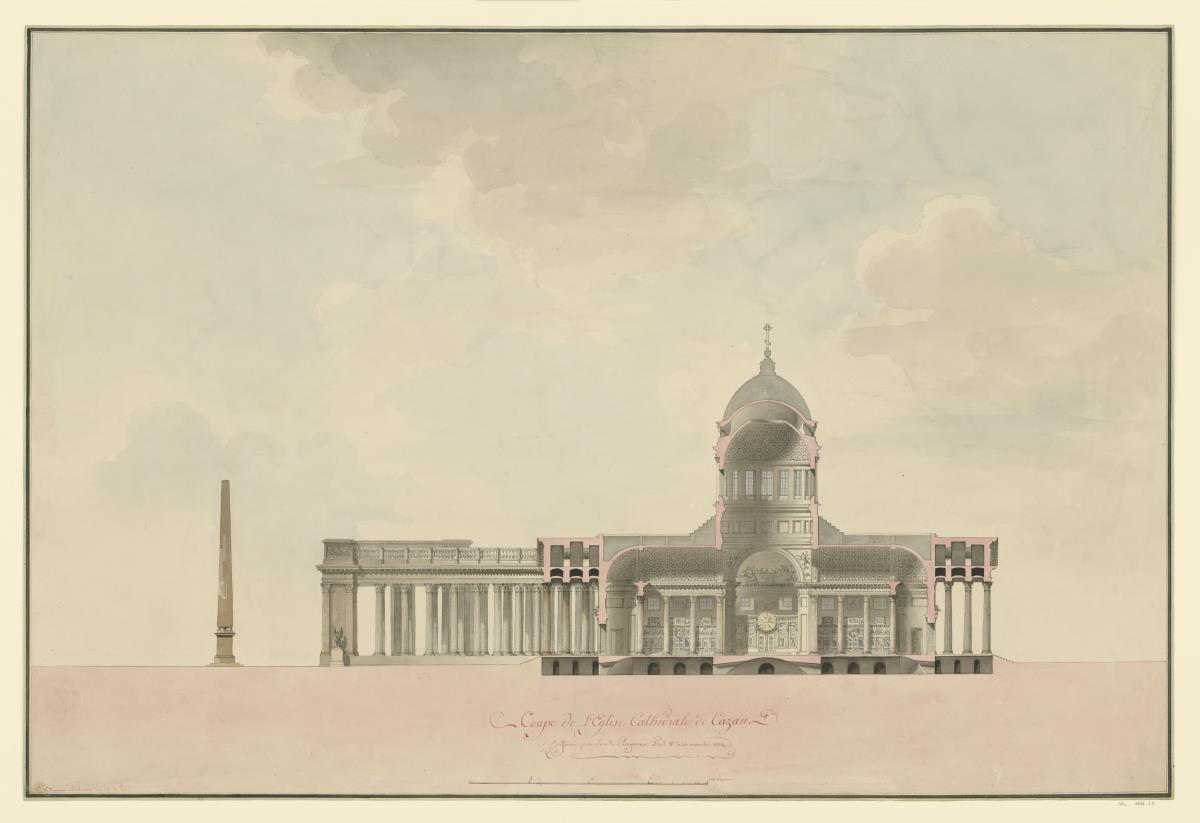 Sankt Petersburg, L'Eglise Cathédrale de Cazan, Kasaner Kathedrale, Längsschnitt