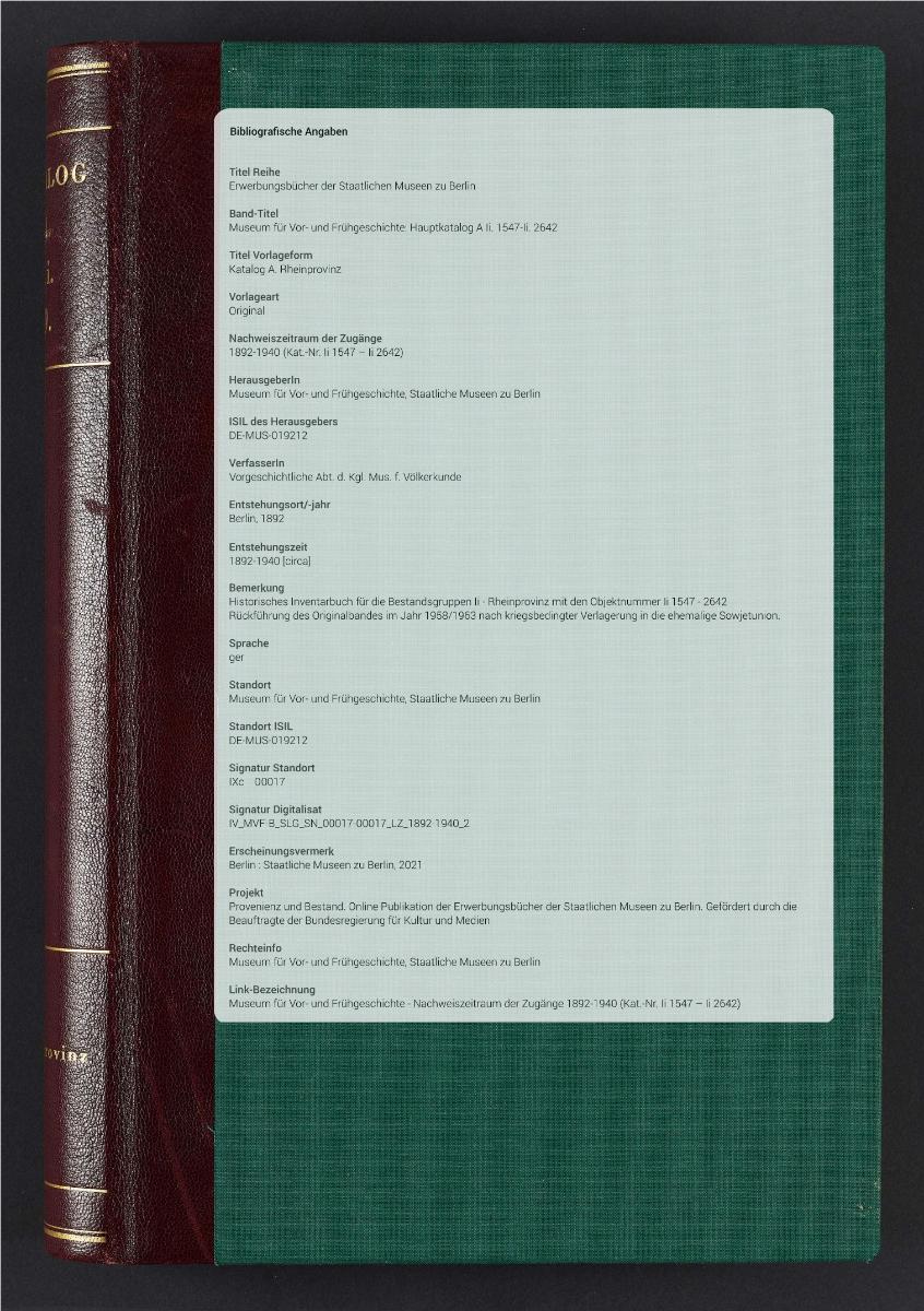 Katalog A. Rheinprovinz