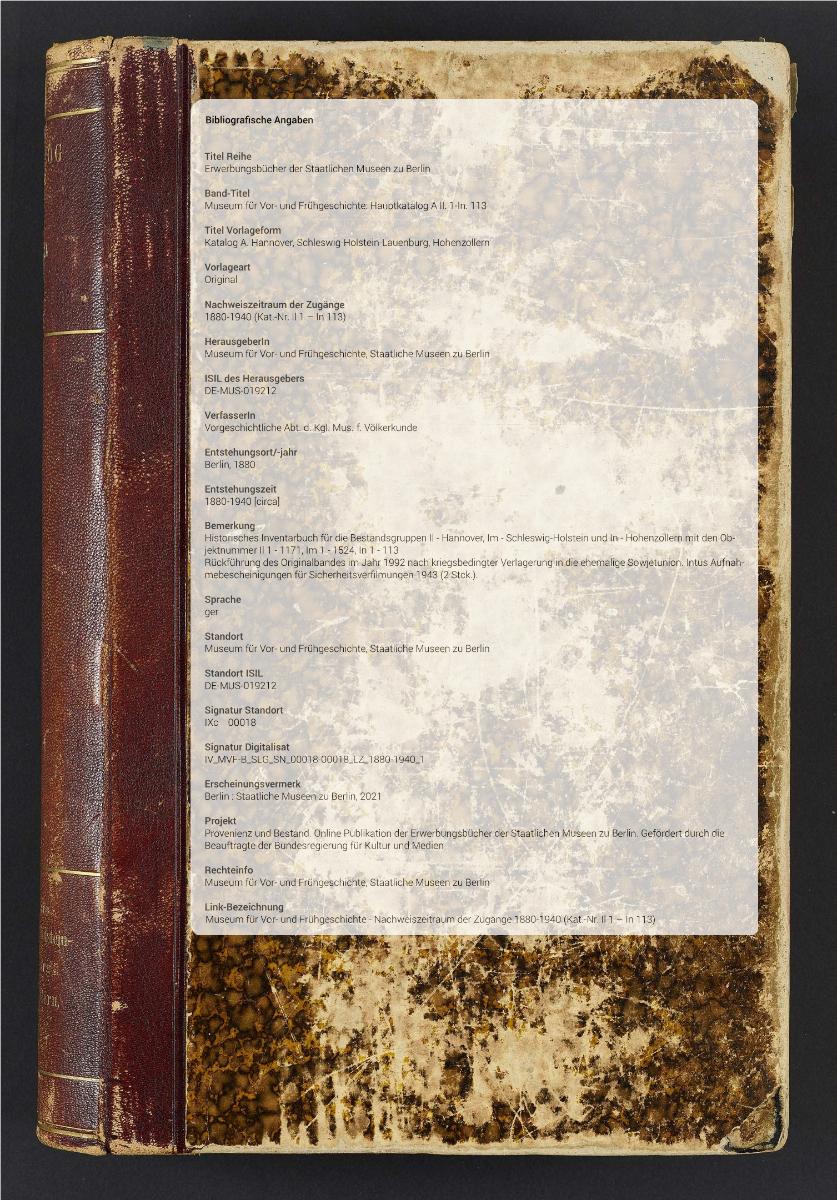 Katalog A. Hannover, Schleswig-Holstein-Lauenburg, Hohenzollern
